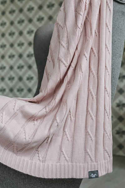 Ќебе од бамбус Pulp Bamboo Blanket, со сребрени јони, плетен дизајн, розова