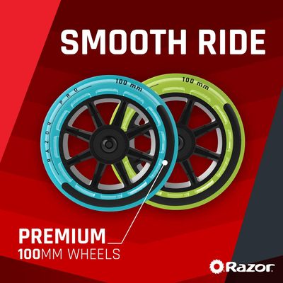 Trotinet stunt Razor Pro X, platformë alumini, rrota 100 mm, i zi me jeshile