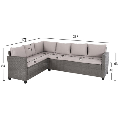 Set mobilie kopshti këndore Carson djathtas (HM6078.01), gri