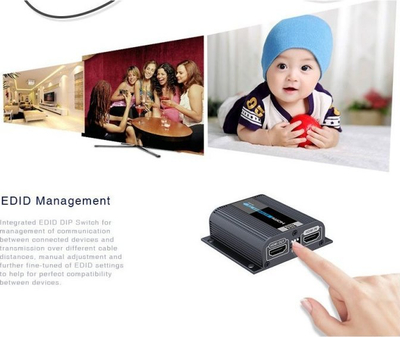 Extender HDMI PREMIUMCORD khext60-6, çon sinjalin deri 50 m me kabllo rrjeti Cat6, me EDID
