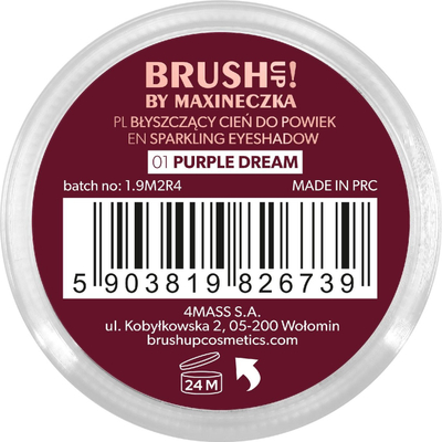 Hije sysh Brush up by Maxineczka Shiny Eyeshadow, 01 Purple Dream, me shkëlqim, vjollcë