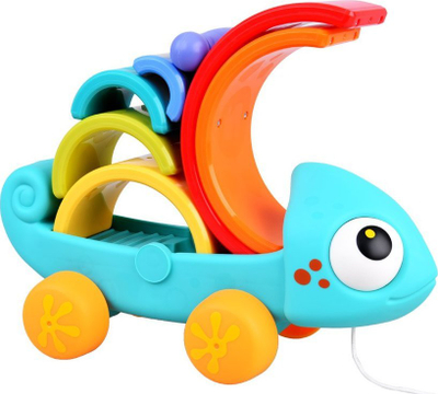 Puzzle Montessori për kalamaj Rainbow Chameleon ZA4532, dru, 18m+
