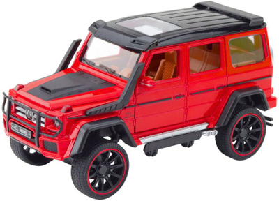 Lodër makinë off road metalike, pull back, drita dhe tinguj, e kuqe, 1:22