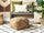 Tabure pouf katror Boho, jute dhe lesh, 50 x 50 x 30 cm, shumëngjyrësh