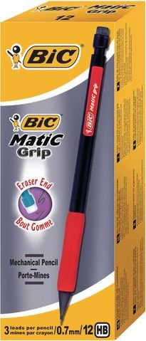 Laps mekanik BIC Matic Grip, HB 0.7mm, set me 12 copë
