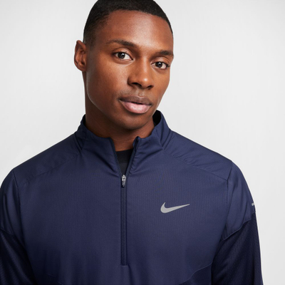 Bluzë vrapimi Nike Sphere Therma-FIT Half-Zip për meshkuj, kundër ujit, mëngë të gjata, blu