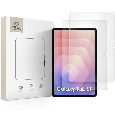 Xham mbrojtës Tech-Protect Glass Fit+ për Galaxy Tab S11 11\", 0.3mm, paketim 2 copë, transparent