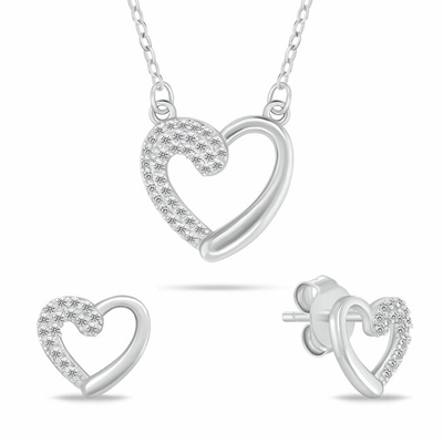 Set bizhuterish argjendi Hearts me zircone SET259W (varëse dhe vathë)