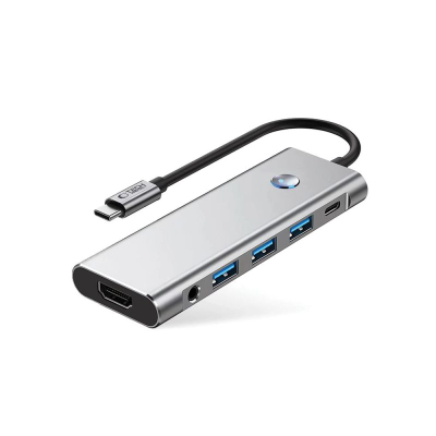 Hub USB‑C Tech‑Protect HB04, 9 me 1, HDMI 4K 60Hz, 100W, ngjyrë argjendi
