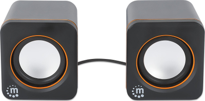 Altoparlantë Manhattan 2600 Series, 2x3W, USB me adapter USB C, të zinj me portokalli