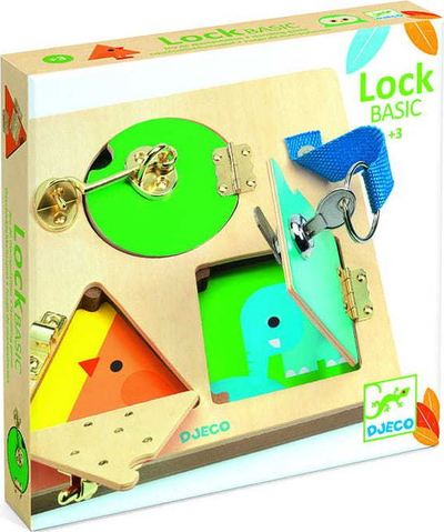 Lodër edukative Djeco Lock Basic, 3 dyer, shumëngjyrëshe