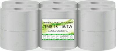 Letër higjienike Gray Jumbo Roll, rrotull e madhe 100 m, gri