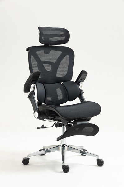Karrige zyre ergonomike Activejet YK848 BK, me mbështetëse lumbare, me mbështetëse këmbësh, e zezë