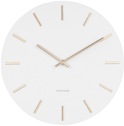 Karlsson Charm Ѕиден Часовник, White/Gold, 30 cm