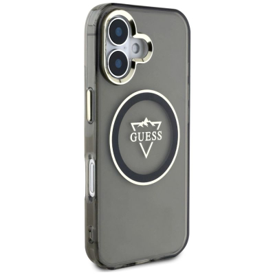 Kapak telefoni Guess IML Metal Mountain Logo MagSafe, për iPhone 16 6.1", i zi