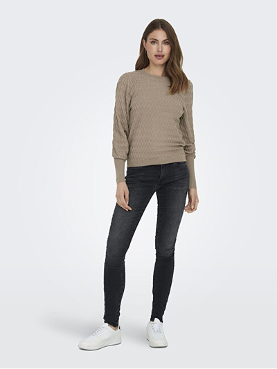 Pulovër tërheqës Only Onlfaye Life XL/XS për femra, ngjyrë kafe