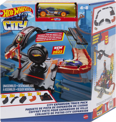 Pistë garash Mattel Hot Wheels City Tracks Expansion HDN95, me makinë, shumëngjyrëshe