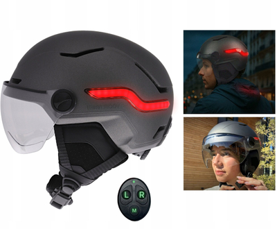 Helmetë urbane TnB Urban Moov Vizion, me LED dhe sinjalizues, L 59-61 cm, e zezë