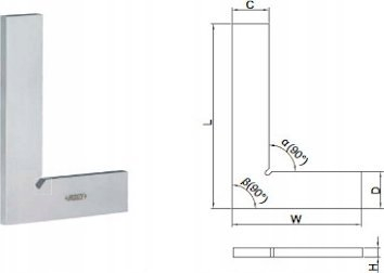 Këndor matës INSIZE 4791-75, 90°, 3.0x2.0 mm, ngjyrë argjendt