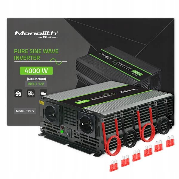 Invertor voltazhi Qoltec Monolith 51935, 4000W, hyrje 12V, i zi