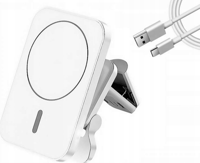 Mbajtës makine me karikues wireless MagSafe 15W, magnetik, i bardhë