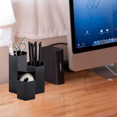 Organizues për furça grimi AG605I, me 3 ndarje, plastikë PP, i zi