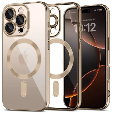 Këllëf telefoni Tech-Protect MagFlex për iPhone 16 Pro, MagSafe, transparent, ngjyrë flori