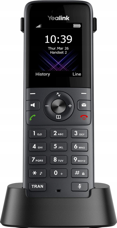 Telefon pa tel Yealink W73H IP DECT, ekran me ngjyra 1.8", HD Voice, i zi