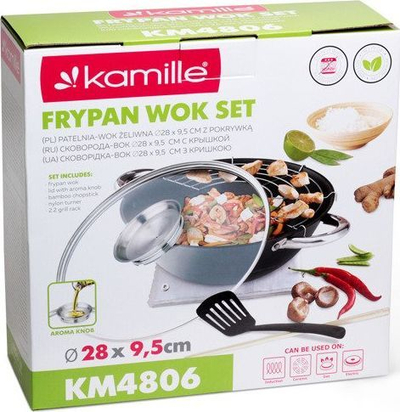 Tenxhere me kapak Kamille Teflon, 28 cm, e zezë