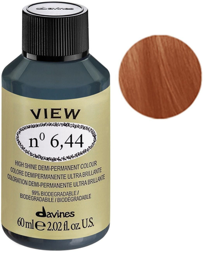 Ngjyrë flokësh Davines View nr. 6,44, demi permanente, 60ml, bakër