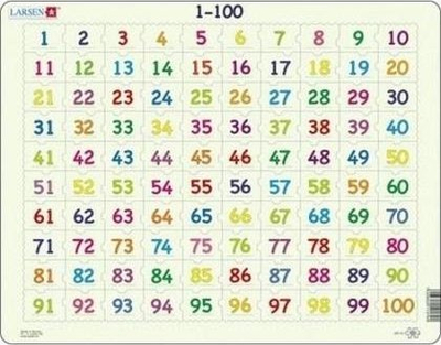 Puzzle edukativ Larsen AR10 Learning to Count, 100 pjesë, numrat 1 deri 100, shumëngjyrësh