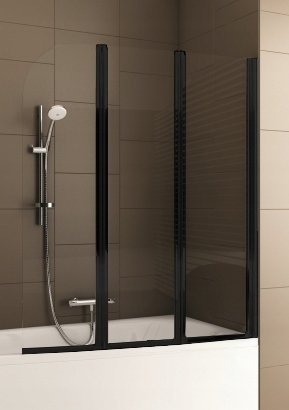 Ekran dushi për vaskë KFA Modern 3, 120140 cm, xham sigurie 4 mm, i zi transparent
