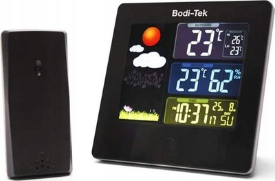Stacion moti Bodi-Tek Weather Station BT-HGWS, ekran digjital, sensor jashtë, i zi