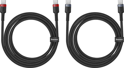 Kabllo USB-C në USB-C Baseus Cafule, 100W, 2m, set me 2 copë, e zezë