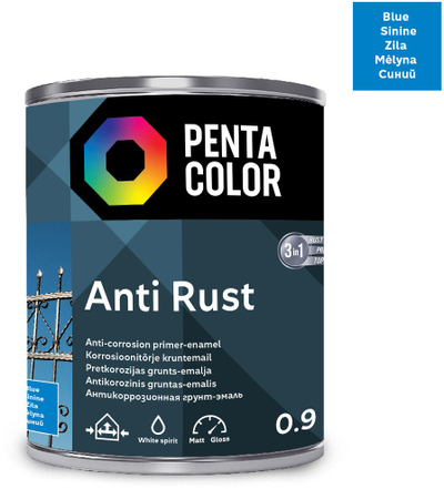 Bojë antikorrozive Pentacolor Anticor Blue, 0.9L, blu