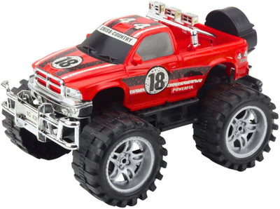 Makina lodër off road, 27cm, shtytje me rrotat e pasme, e zezë e kuqe