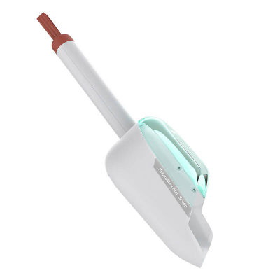 Lopatë për rërë maces Cheerble Rotatable Litter Scoop, mekanizëm rrotullues, dorezë e gjatë ergonomike, gri e gjelbër