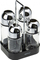 Set për erëza KingHoff KH-1647, raft qelqi, 4 copë, i argjendtë