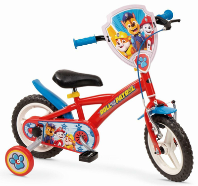 Bicikletë fëmijësh Toimsa PAW Patrol, madhësia 12, me rrota ndihmëse, e kuqe blu