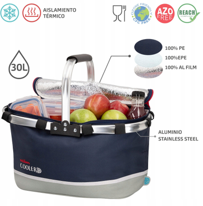 Shportë pikniku Aktive Trmica Picnic Folding Basket, 30L, palosme, e zezë