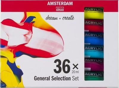 Set bojërash akrilike Amsterdam Standard, 36 tuba, 20 ml, me shumë ngjyra
