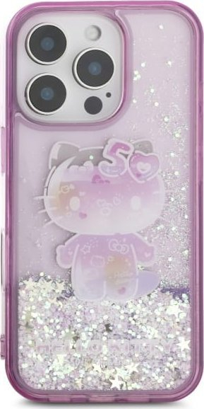Këllëf telefoni Hello Kitty Liquid Glitter 50th Anniversary Party HKHCP16XL50PPU, për iPhone 16 Pro Max 6.9", vjollcë