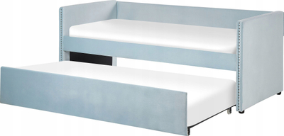 Divan shtrat TROYES Velvet, 90 x 200 cm, me krevat shtesë, blu e hapur