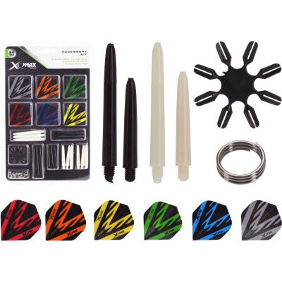 Set aksesorësh dart XQmax Accessory Kit, 84 copë, me ngjyra të ndryshme