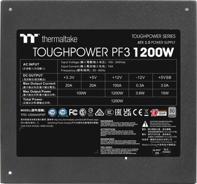 Напојување Thermaltake Toughpower PF3 PS-TPD-1200FNFAPE-3 ATX 3.0, 1200W