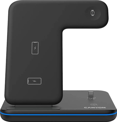 Karikues wireless 3n1 Canyon Wireless Dock QI, 15W, për Apple, i zi