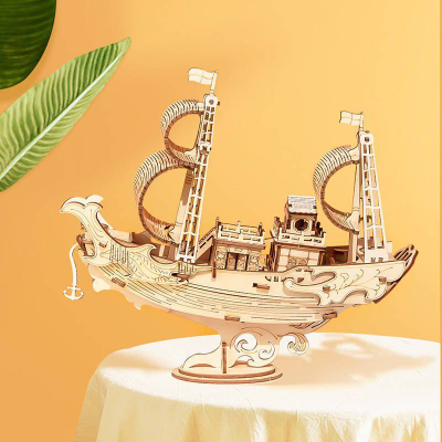 Puzzle druri 3D Robotime ROETG307 Diplomatic Ship, model anije klasike