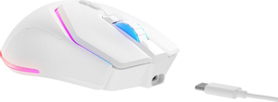 Maus за гејминг Rampage Vortex M1, безжичен, RGB, бел