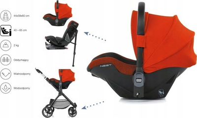 Автоседиште Jane Groowy + Nest, i-Size 40-150 cm, 0-12 години, црно сиво