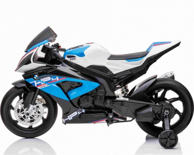 Motocikletë elektrike për kalamaj BMW HP4, 12V, rrota EVA, blu